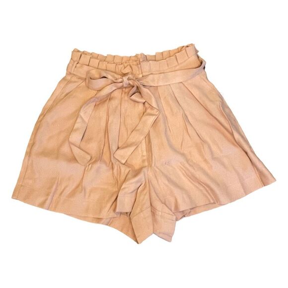 Astr The Label Pacific Pleated Tie Waist Shorts Peach Papaya High Waist M - Picture 4 of 9